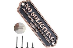FROHLLIA Brass No Soliciting Sign - Elegant No Soliciting Sign for House, Handmade Wall Plaque for Home & Office, Traditional Door Decor for House, Business, Front Porch - Easy to Install (Brass color)