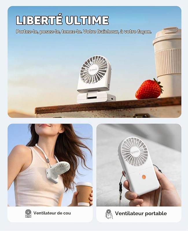 ReFan Mini Ventilateur de Cou Portable, Pliable USB‑C, 121g