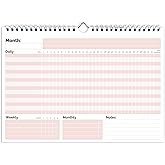 HADIGU Habit Tracker Calendar, (Undated 12 Month) with Spiral Bound and Hanger, A4 size (8.3"x11.7"), Habit Tracker Journal f