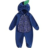 VISGOGO Newborn Baby Halloween Costumes for Girls Boys Long Sleeve Hooded Zipper Jumpsuit Romper Clothes
