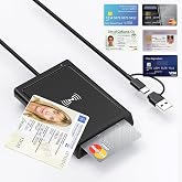 2-in-1 Smart Card Reader with NFC, USB-A &amp; USB-C CAC Military DOD Common Access Card Reader, Contact &amp; Contactless Reader Supports PIV, IC, ID, Bank Credit Card Reader for Windows/Mac OS/Android/Linux