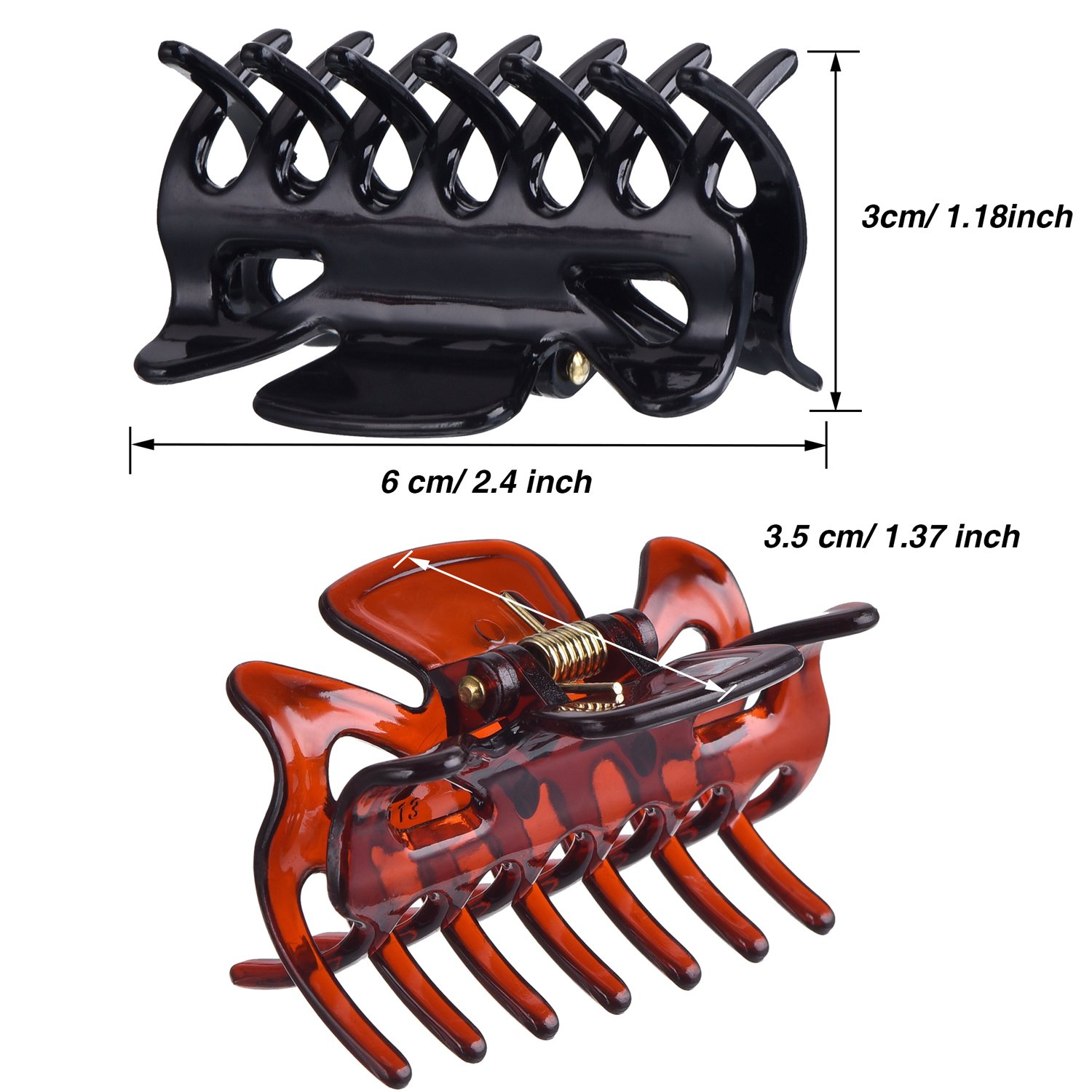 6 Pieces Plastic Hair Clips Claw Women Hair Claw Clamps Hairpin (Black and Brown) : Beauty