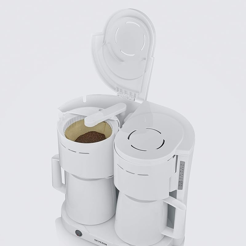 KA 9314 - Macchina da caffè a doppio filtro con caraffa termica, per un massimo di 16 tazze, con filtro accattivante con 2 thermos, colore: Bianco