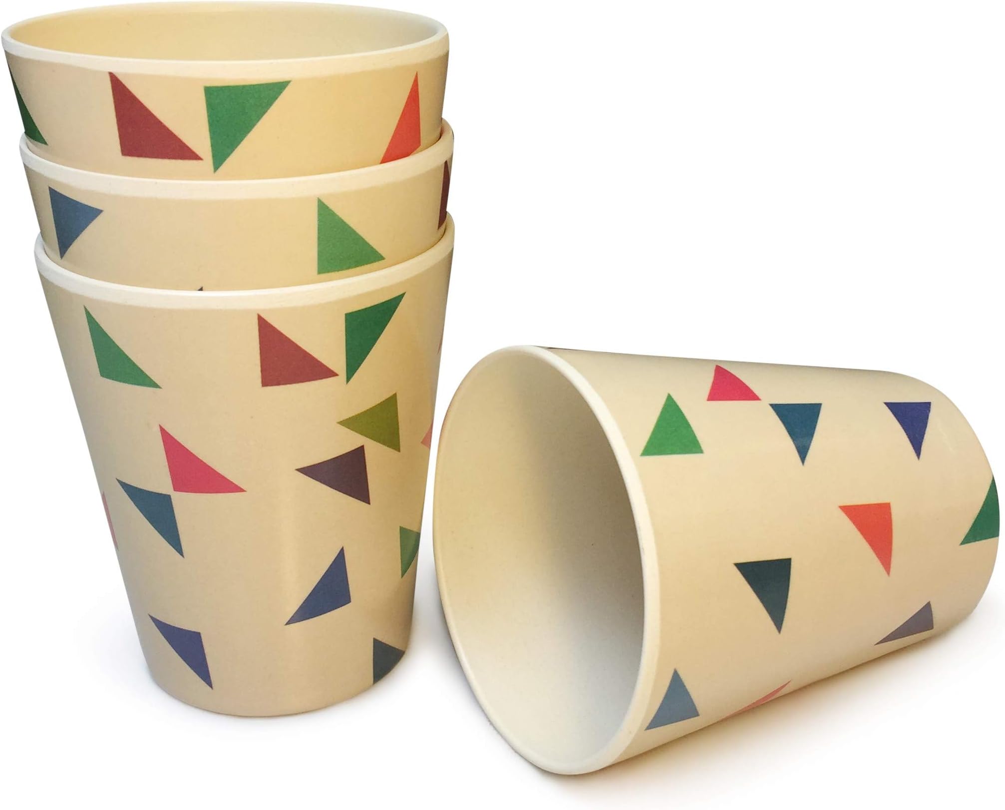 Bamboo Tumbler Set, 4-Cups. Reusable Bamboo Cups Kids Love. Eco-Friendly, BPA-Free Plastic Alternative Drinks Tumbler. Bamboo Cup Set for Indoor, Outdoor Use at Picnics, Parties, Camping.