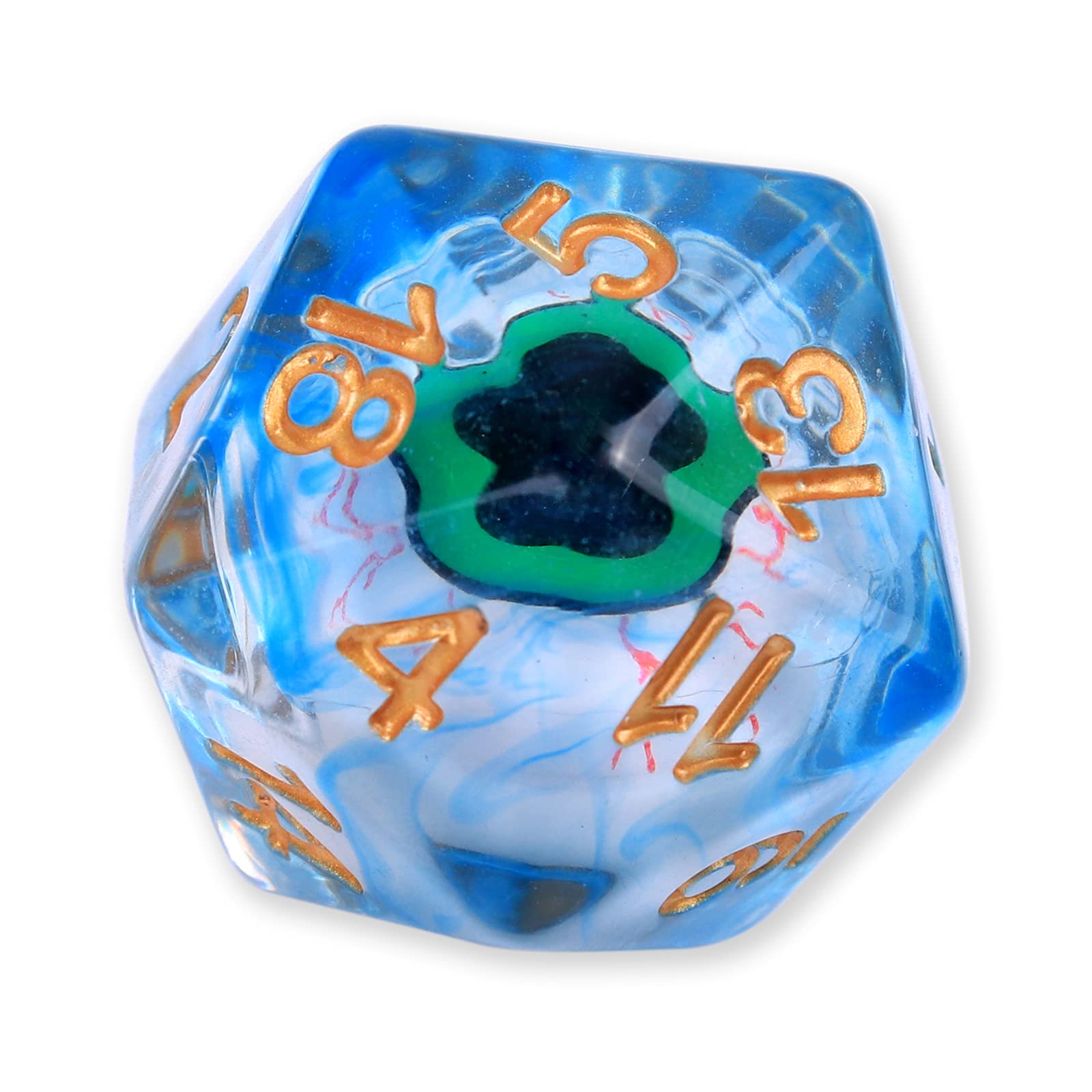Byhoo DND Dice with Grey Metal Box set Dungeon & Dragon dice with a green bloodshot eyeball, D20 blue Polyhedral dice-5e DND Accessories Board Game for Roleplay Game Starter