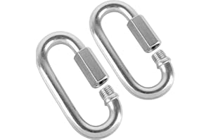 KINJOEK 2 Pack Quick Link M10 10mm Stainless Steel Chain Connector, Heavy Duty D Shape Locking Carabiner for Hammock, Swing S