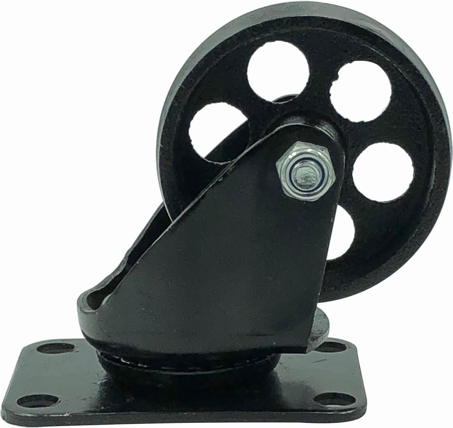 FactorDuty 4 All Black Metal Swivel Plate Caster Wheels w/Brake Lock Heavy Duty High-Gauge Steel (3" Combo): Industrial & Scientific