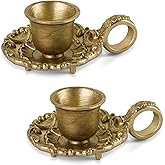 NIKKY HOME Gold Taper Candle Holders Set of 2, Vintage Metal Candlestick for Table Centerpieces, Wedding, Christmas Mantel Decor, Housewarming Gift