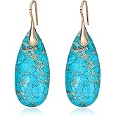 Wovanoo Natural Stone Earrings Waterdrop Stone Dangle Earrings for Women