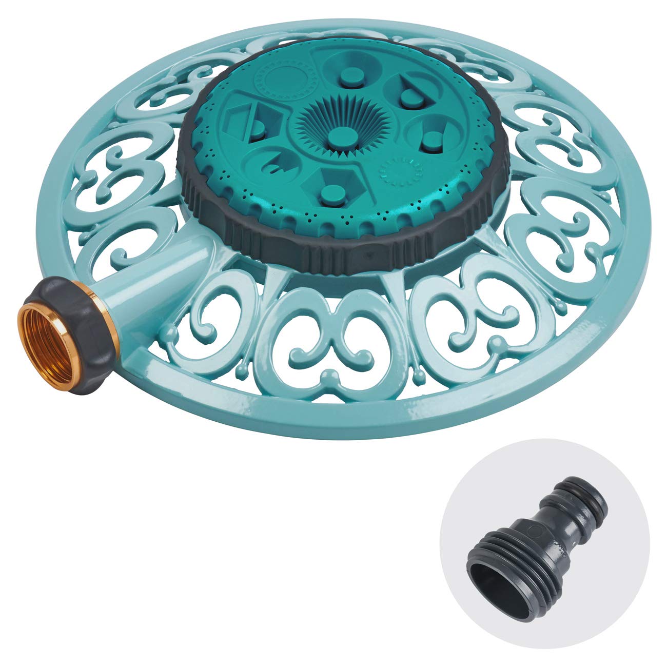 Photo 1 of Melnor 65101-AMZ Sprout Metal 8-Pattern Sprinkler and QuickConnect Product Adapter Amazon Bundle, Gooseberry Green