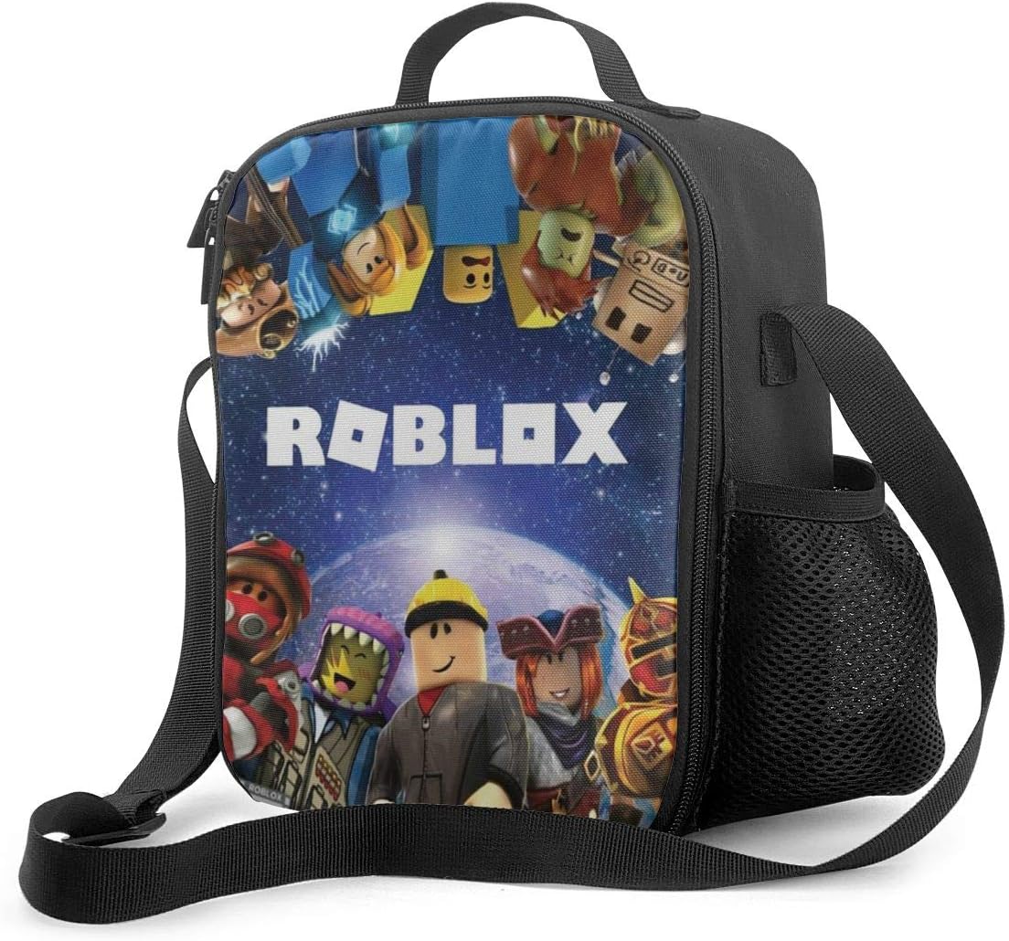 BJDSHG Home Robloxs Insulated Lunch Bag for Boys Girls(Polyester Oxford and Thermal Insulation Aluminum Film) with Handle and Adjustable Shoulder Strap.
