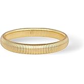 Poxtex Gold Bangles Bracelets for Women - Chunky Bangles Bracelets Set, 14K Gold Plated Stainless Steel Stretch Bracelets, Fl