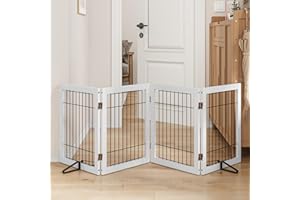 Mino Kesper Wire Dog Gate for Stairs Anti-Chewing Dog Gates for Doorways House 24-Inch Freestanding Pet Gates for Dogs Puppy 