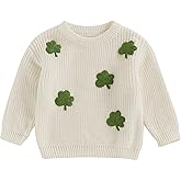 Amnnchya Baby Girl Boy Sweater Toddler Infant Newborn St Patricks Day Outfit Shamrock Knit Oversized Crewneck Pullover