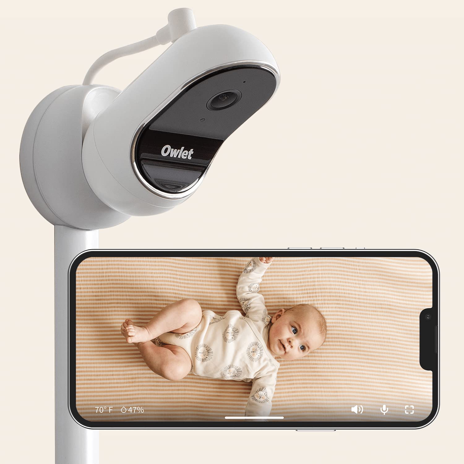 Owlet Cam Smart Video Baby Monitor with Video Camera and Audio - Secure WiFi, 1080p Night Vision, Customize Cry, Sound and Motion Alerts, 2-Way Audio, Mounting kit