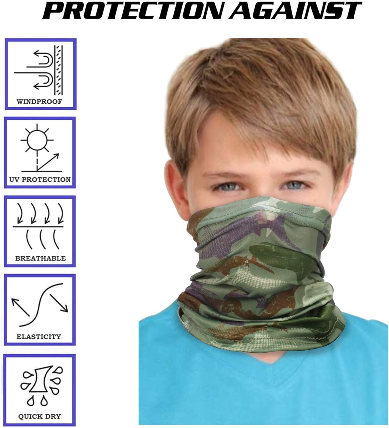 6PCS Kids Youth Neck Gaiter Bandana Tube Face Mouth Cover Scarf Anti Dust Balaclava Headband Cycling Hiking Sport Outdoor for Boys Girls: Clothing
