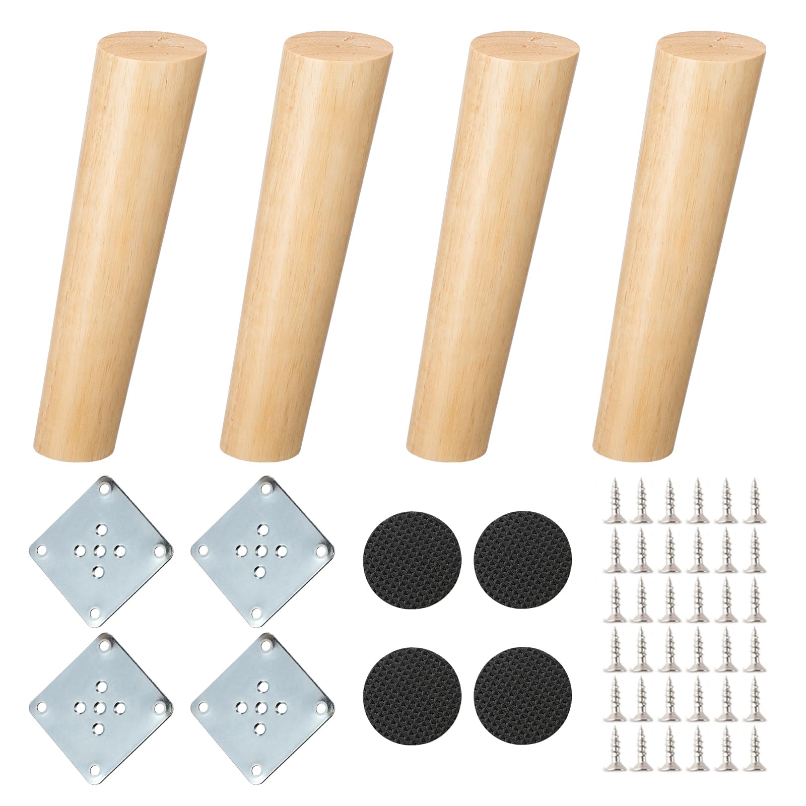 NAKUPENDA Wooden Furniture Legs 4Pcs Sofa Legs Tapered Slanted Legs for Sofa TV Cabinet Bed Dining Table (200mm Height)