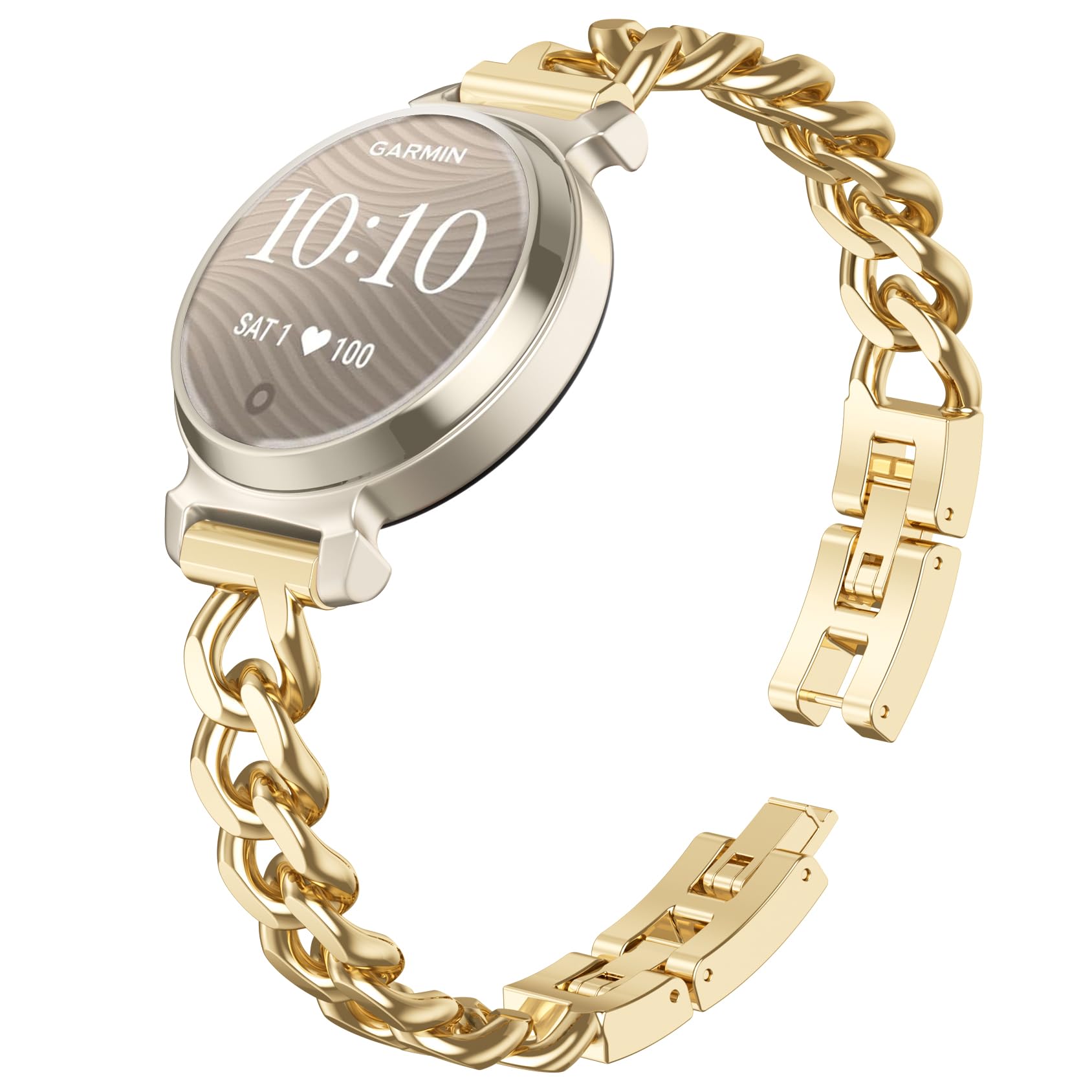 Wizvv Compatible with Garmin Lily 2 Metal Band, 14mm Slim Metal Stainless Steel Adjustable Straps Replacement Bands Compatible for Garmin Lily 2 Active Smart Watch Accessory for Women Men