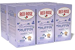 RED Rose, Tea, Blueberry Muffin, Pack of 6, Size 18 CT, (Dairy Free Gluten Free Wheat Free Yeast Free)