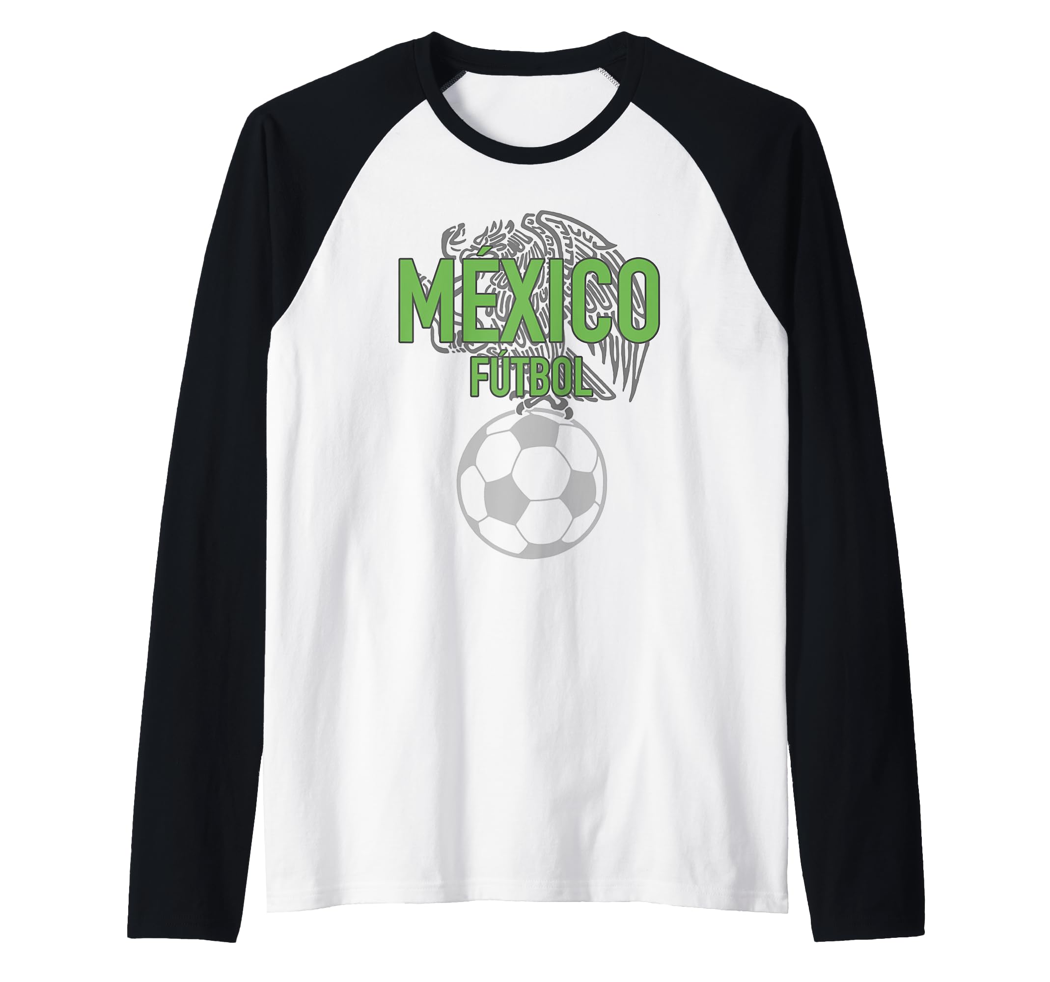 Mexico Futbol Line Eagle Raglan Baseball Tee
