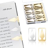 Spakon 100 Count Tin Mixed Metals Book Line Markers, Silver and Gold | Metal Book Line Markers for Readers, Thin Page Nibs for Novels, Mixed Metals Finish with Storage Case, Teachers Office