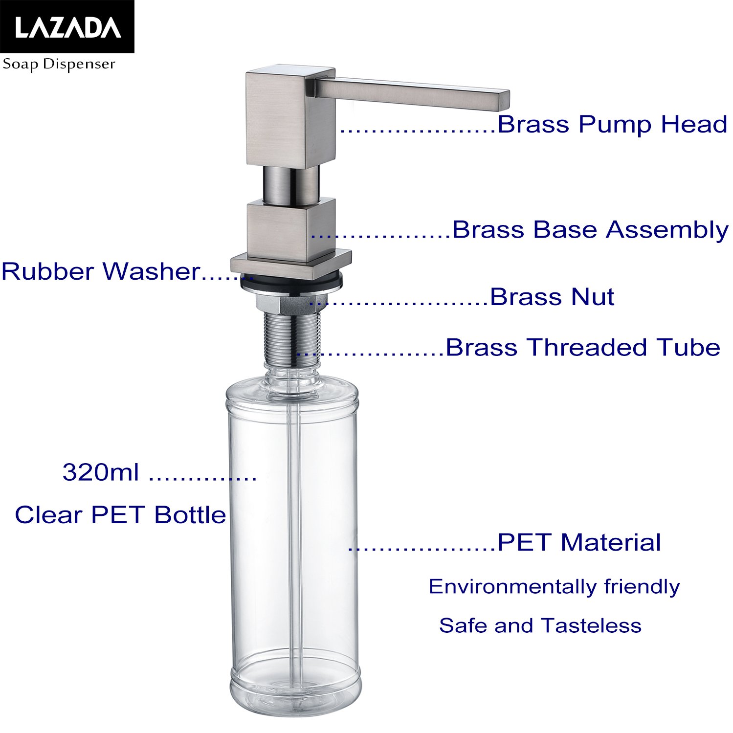 LAZADA Contemporary Design Kitchen Sink Countertop Soap Dispenser