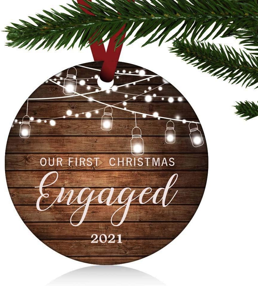 ZUNON First Christmas Engaged Ornaments 2021 Our First Christmas New Home Married Wedding Decoration 3