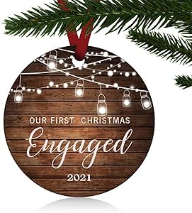 ZUNON First Christmas Engaged Ornaments 2021 Our First Christmas New Home Married Wedding Decoration 3