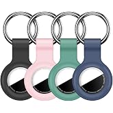 Linsaner 2|4 Pack Silicone Holder for AirTag 2nd & 1st Gen, Multicolor-1 | Keychain Ring, Protective Case, GPS Finder Accesso
