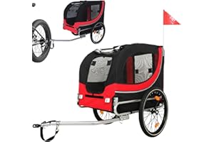 THCTVOUS Large Dog Trailer for Bike, Folding Bike Trailer for Dogs with 18.9" Wheels, 120LB Capacity All-Terrain Pet Carrier, Universal Bicycle Coupler