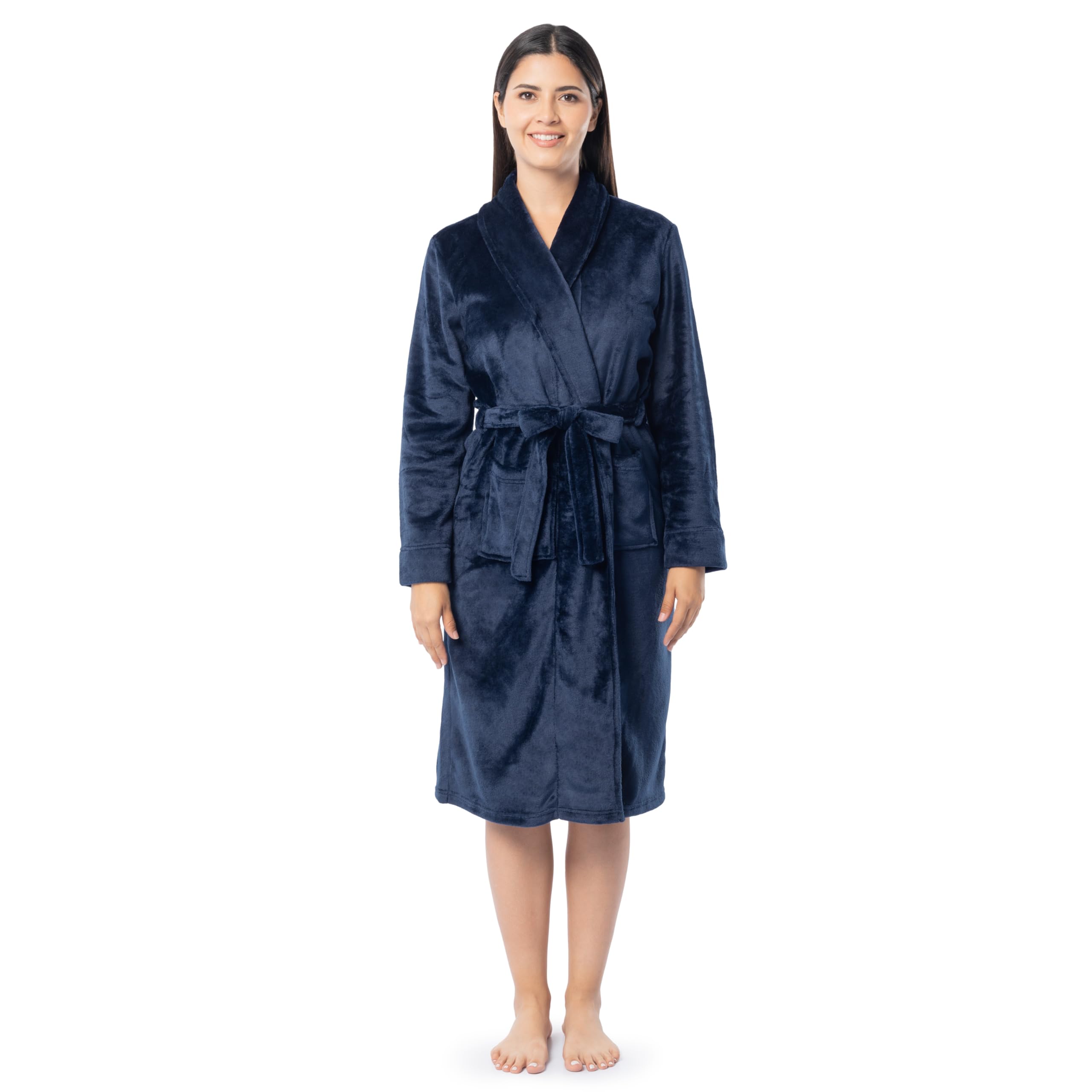 Fruit of the Loom Women's Fleece Robe, Navy, 2X Image