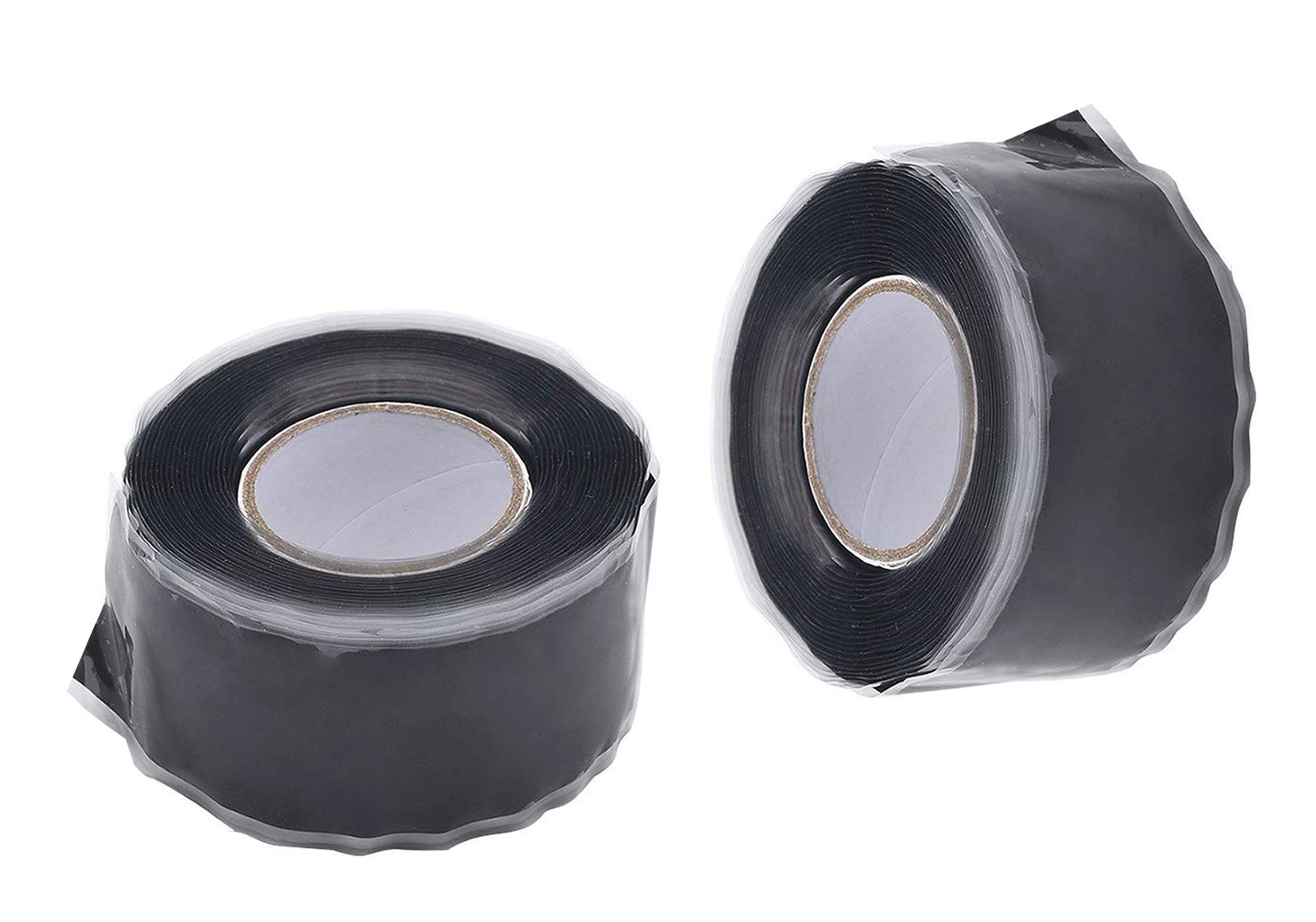 TUKA 6m (2x3m) Self Fusing Silicone Tape, Multi-purpose Electrical Tape Repair Tape Sealing Insulation Tape, Silicone Band Amalgamation Rubber Tape, 25mm width, Black color, TKD5042-2x