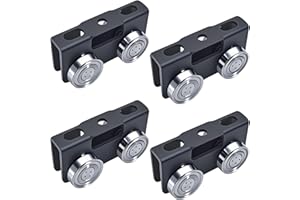 YOVXKAN 4 Wheel Trolley Assembly Rollers, Upgraded Load & Stable Roller Trolley for Electric Hoist, Compatible with 1-5/8" Wide and Taller Strut Channel, P1000, P5000 Series (Black 4 Pack)