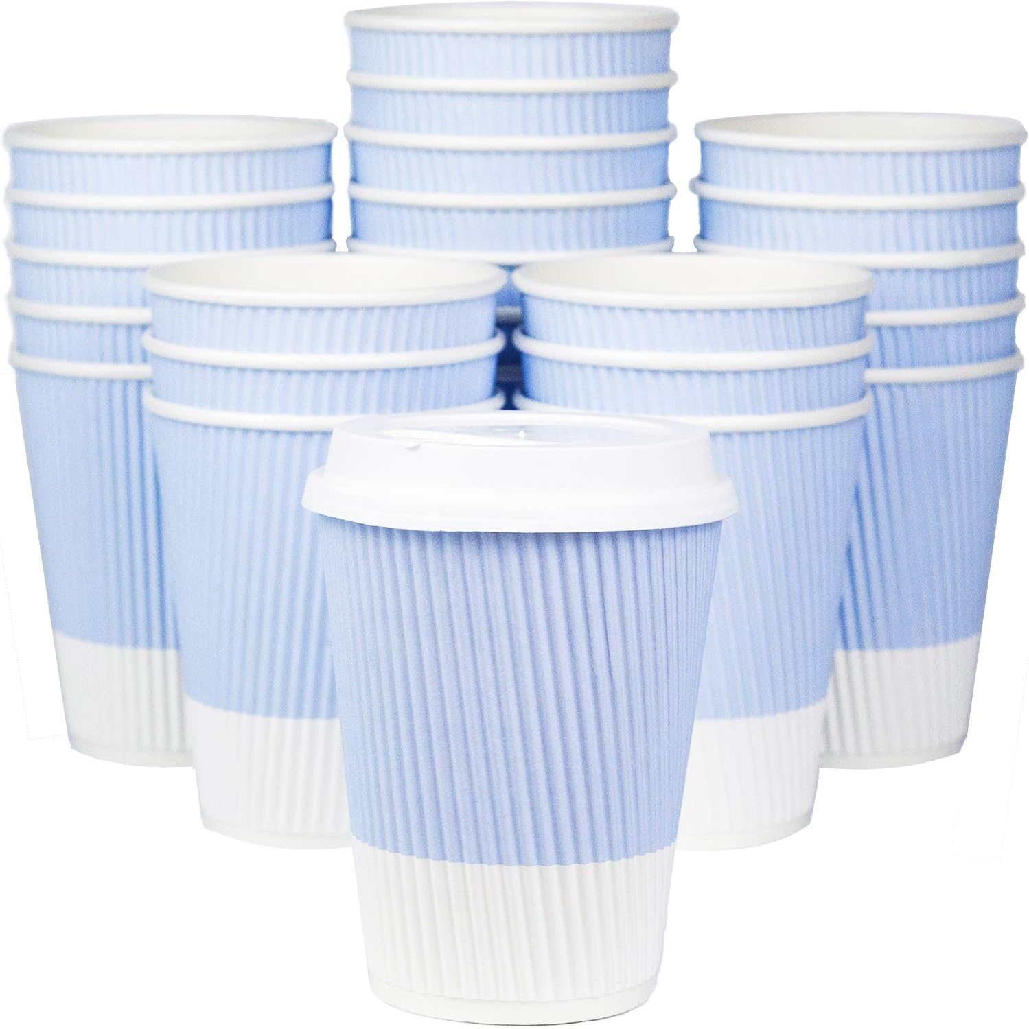 Premium Disposable Coffee Cups With Lids - (90) Durable 12 oz To Go Coffee Cups With Tight Resealable Lids Prevent Leaks! Sturdy, Insulated For Hot Beverages. Will Not Bend With Heat Or Burn Fingers!
