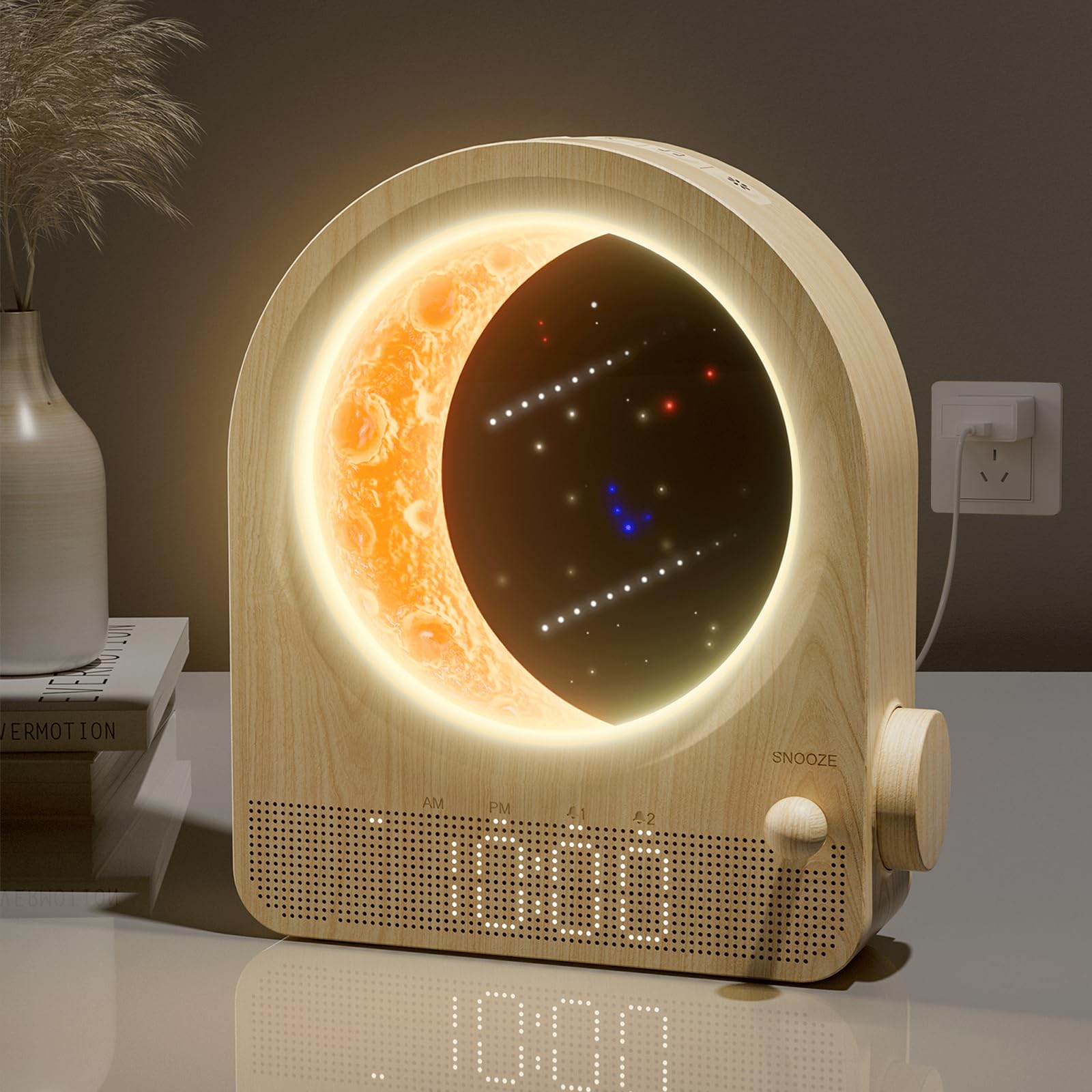 Photo 1 of ***Charger broken***blonbar Sunrise Alarm Clocks for Bedrooms, Stepless Dimmable Moon Lamp Dual Alarm Clock with 12Levels Volume for Heavy Sleepers, 10 Natural Sounds with 30/60/90mins Timer, Gifts for Women***Charger broken***