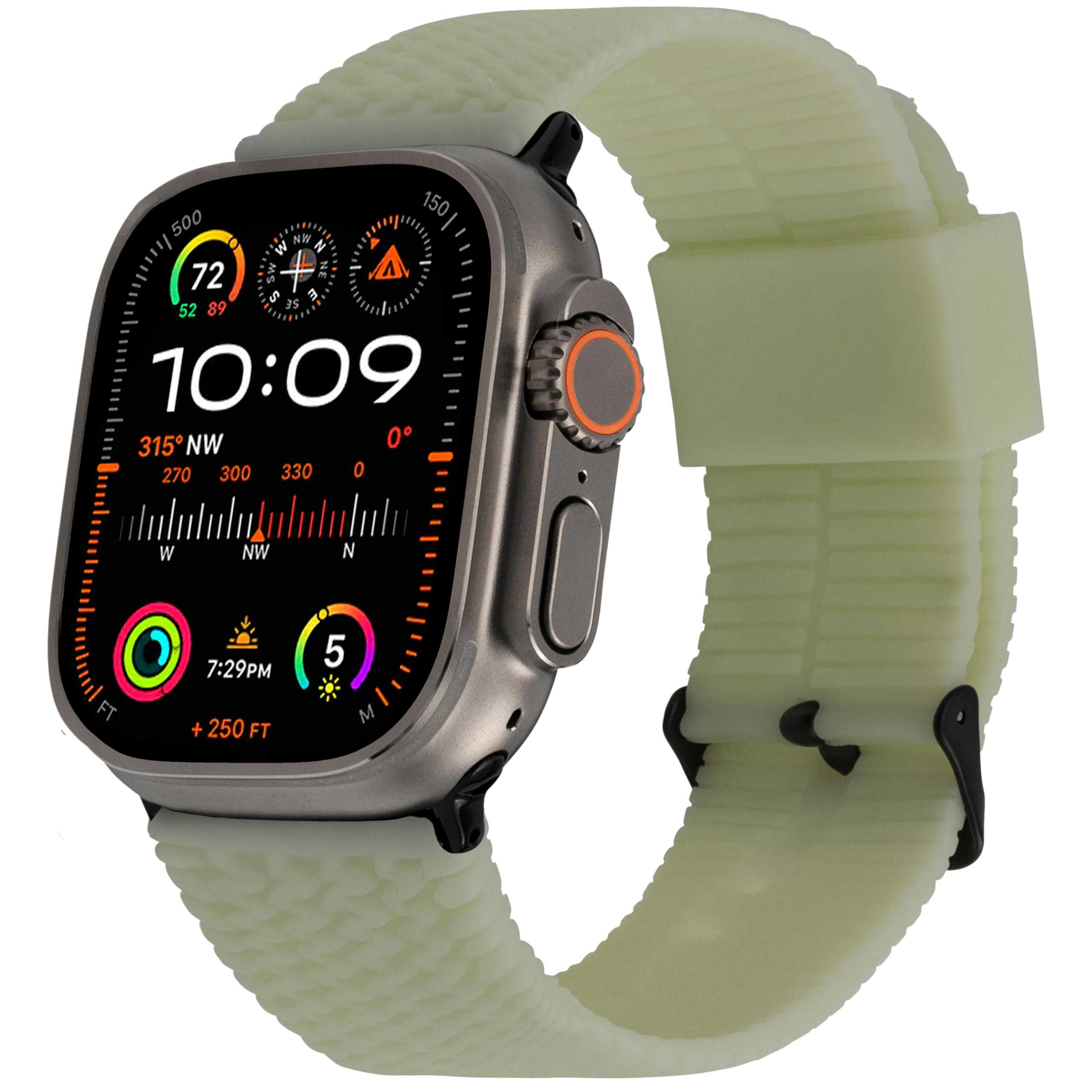 Tire Tread Rugged Sport Band – Compatible with Apple Watch Ultra 49mm 46mm 45mm 44mm for Men Women, Soft & Durable Silicone Tire Tread Sport Strap for iWatch Ultra 2/1 & Series SE 10 & All Models (M/L Glow in the Dark)