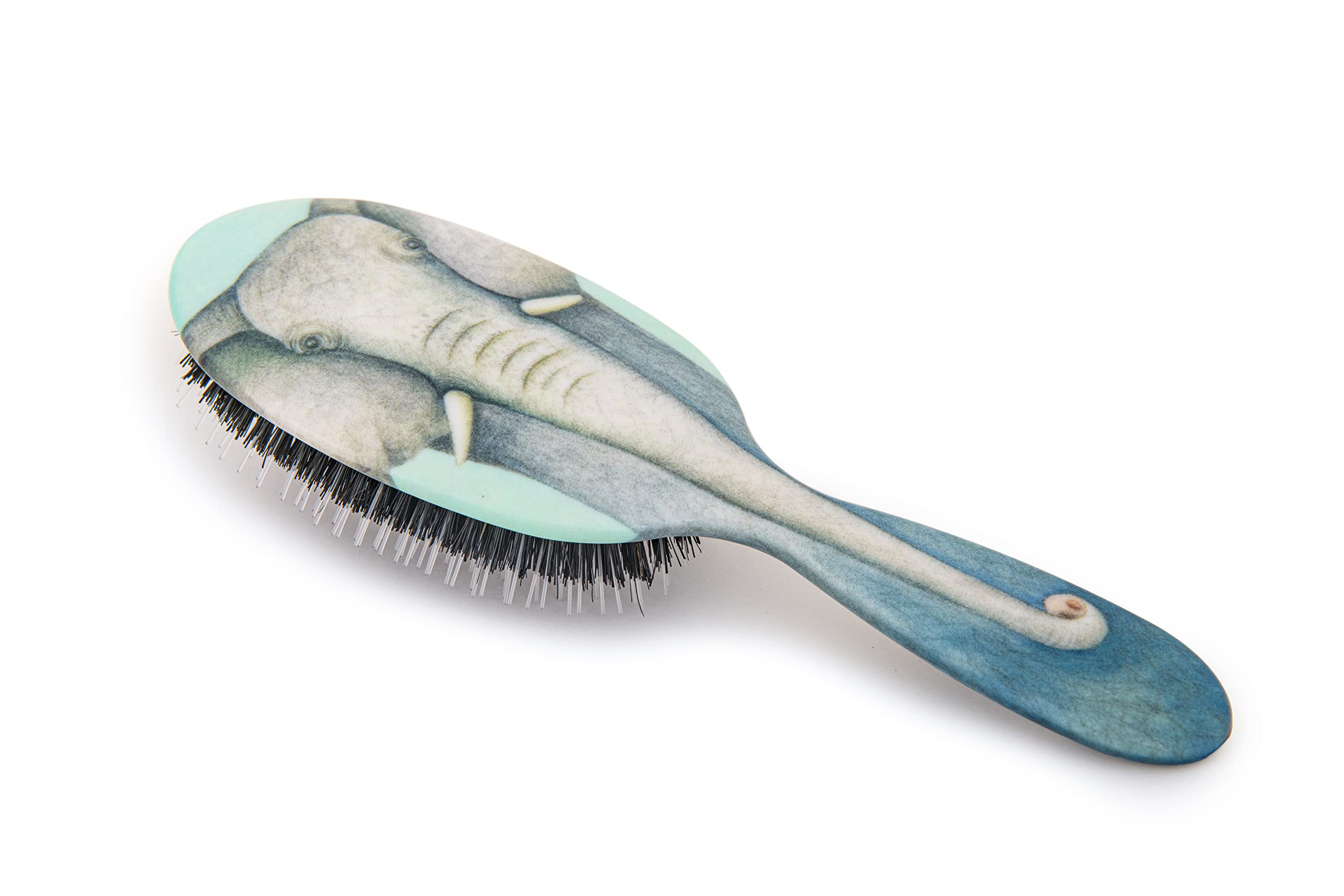 Rock & Ruddle Natural Mixed Boar Bristle Hair Brush for Women and Kids (Large 21 cm) - Perfect for Wet or Dry Hair, Detangling Smoothing Blowdrying - Designed & Made in UK - Elephant