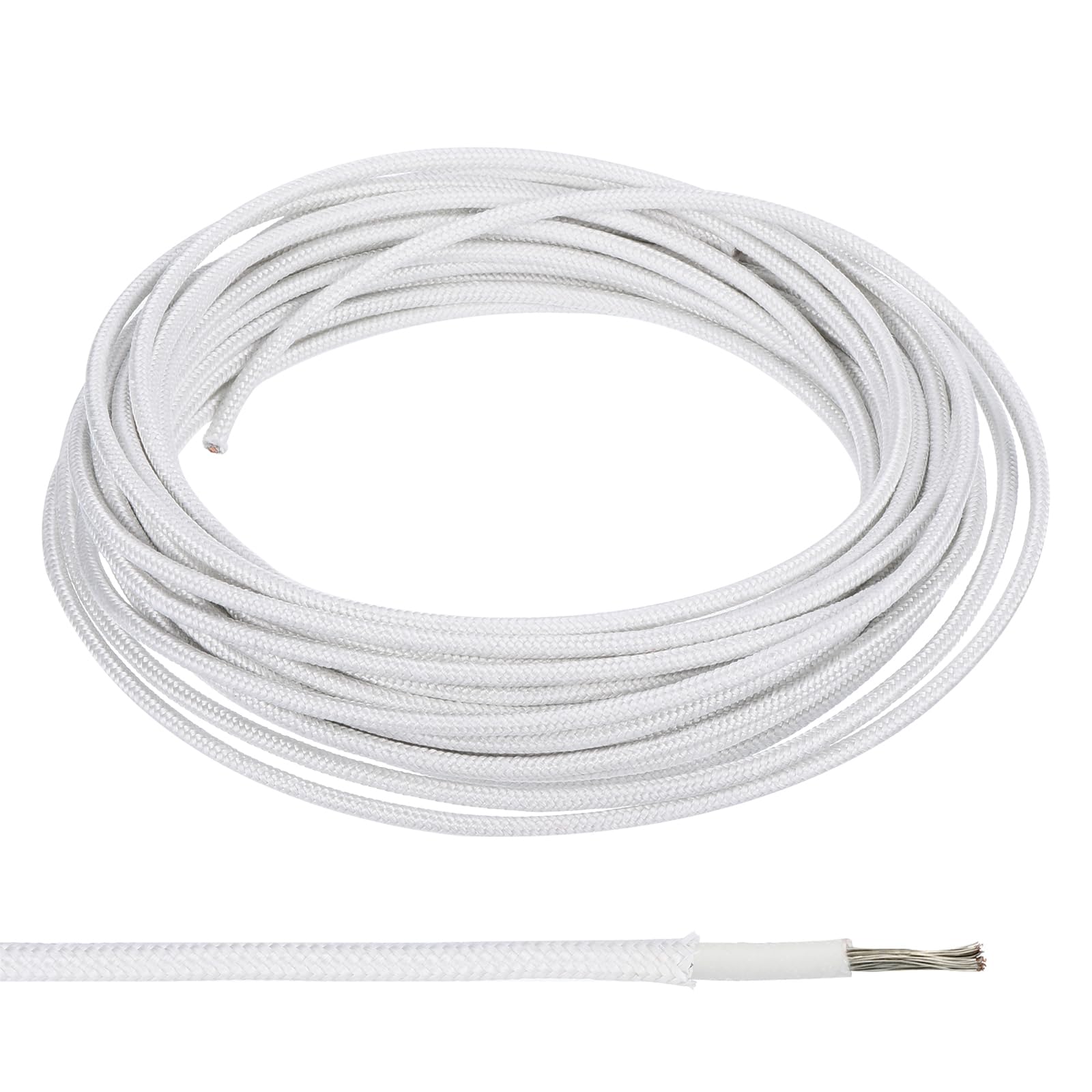 PATIKIL 32.8Ft 17AWG Electronic Wire, -30 to 200 Degrees Celsius Insulated High Temperature Resistant Electrical Flexible Silicone Cable for Lamp Boiler Heater, White — image 1