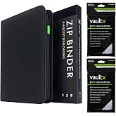 Vault X 9 Pocket Exo-Tec Zip Binder Black + 400 Penny Sleeves Gift Bundle