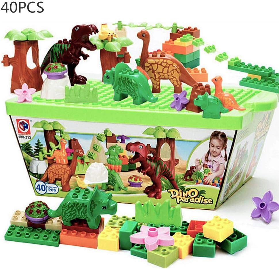 Meetgre 40 Piece Dinosaur Paradise Building Blocks Set, Children's Toys Dinosaur Paradise Building Blocks Set, Animal Assembling Blocks For Kid Gift, Jurassic Dinosaur Park World Figure