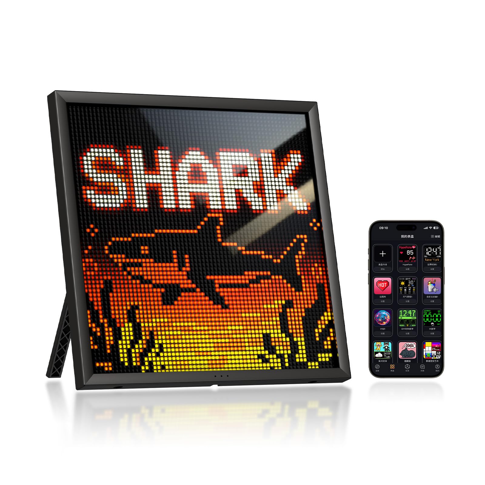 Divoom Pixoo 64 動くピクセルアートフレーム ドット絵 64×64LEDディスプレイ モダンインテリア デジタル時計 天気予報 アプリ連動