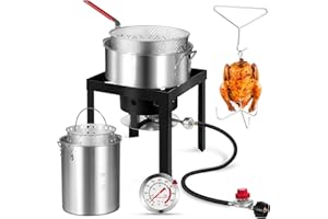 RYHOFOUD OT3016 Propane 30 Qt. Turkey and 10 Qt. Fish Fryer Boiler Steamer Set, 55,000 BTU Burner, Ideal for Outdoor Cooking