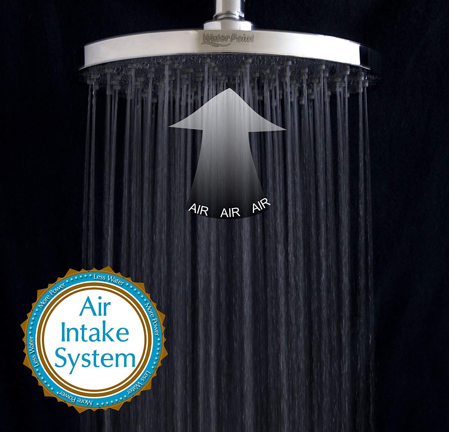 WaterPoint 8 Inch Rain Shower Head, Best High Pressure Rainfall Showerhead with Brass Swivel Ball, Polished Chrome, Uses 30% Less Water