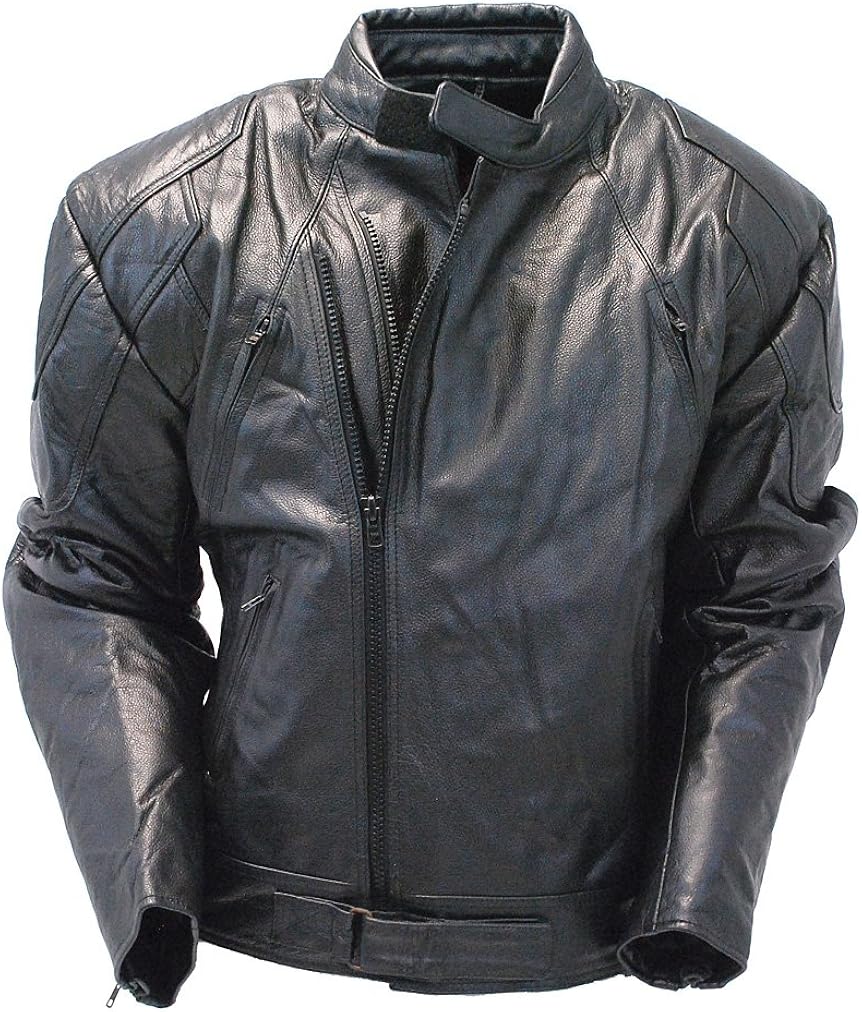 Jamin' Leather Asymmetric Vented Leather Motorcycle Jacket (2XL) 