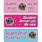 Student Driver Magnet for Car – Reflective 3-Pack Funny Please Be Patient Signs, Reusable Magnetic New or Rookie Driver Bumper Sticker