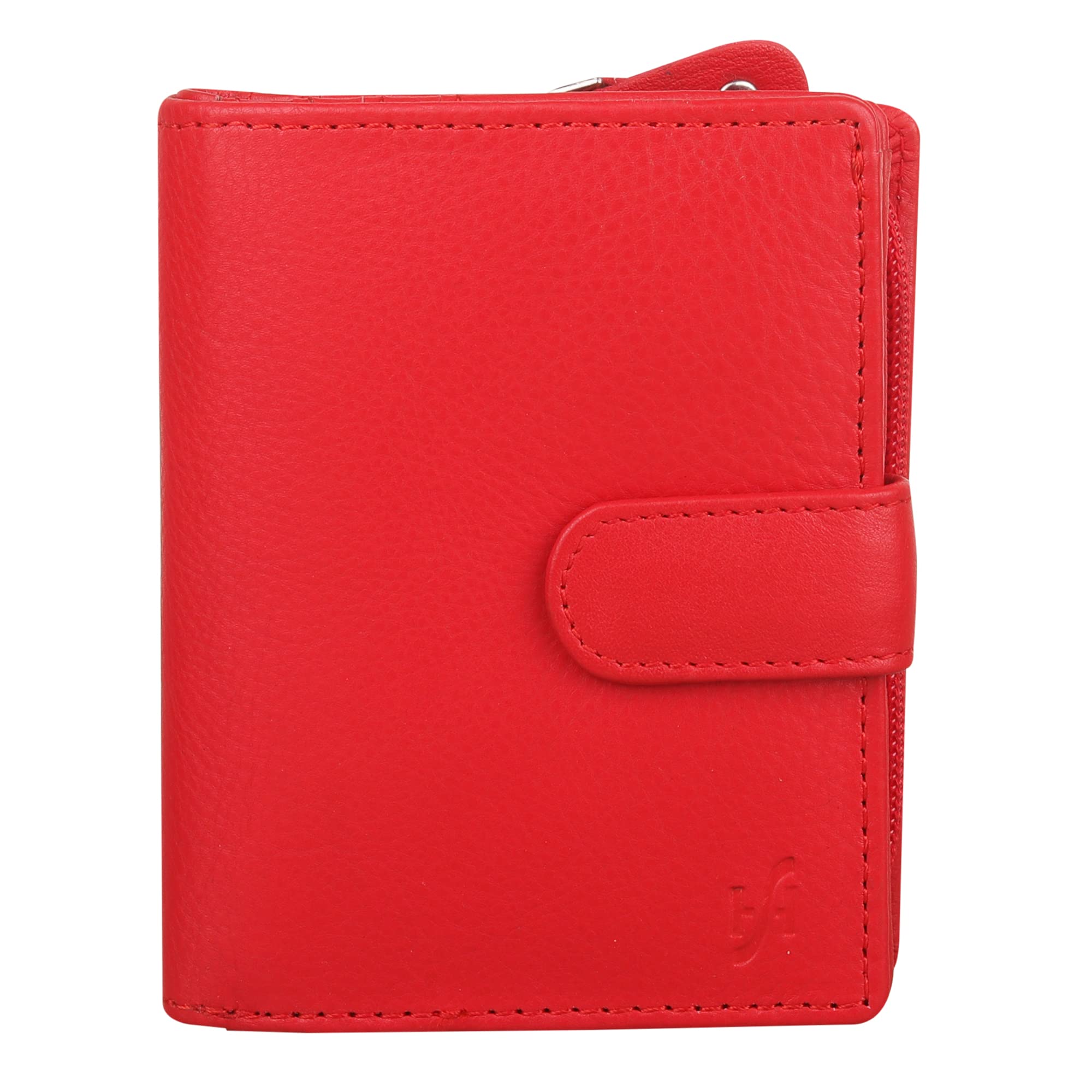STARHIDE Women RFID Blocking Genuine Leather Clutch Wallet with Id Window and Side Zipped Coin Pouch 5530 (Red) — image 1