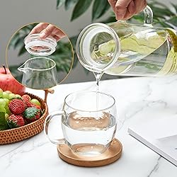 Hsei 2 Sets Glass Pitcher with Lid, 67.6 oz / 2000