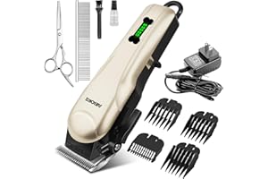 AIBORS Dog Clippers for Grooming for Thick Coats, Low Noise Cordless Professional Heavy Duty Dog Grooming Kit, Pet Hair Grooming Clippers,Dog Shaver for Small Large Dogs Cats Pets (Gold)