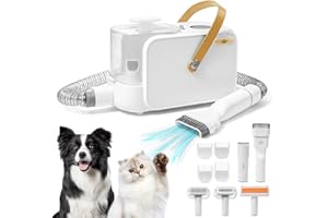 ITBABY 2.0L Dog Grooming Kit, Pet Grooming Kit & Vacuum Suction 99% Pet Hair Groomer, Professional Grooming Clippers with 5 Proven Grooming Tools for Dogs Cats, Quiet Pet Vacuum Groomer (White)