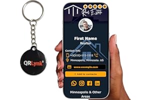 QRLynk® Smart Keychain - NFC/QR Code - Link Digital Business Card, Link-in-bio, Custom Page - No App, No Subs (Black)